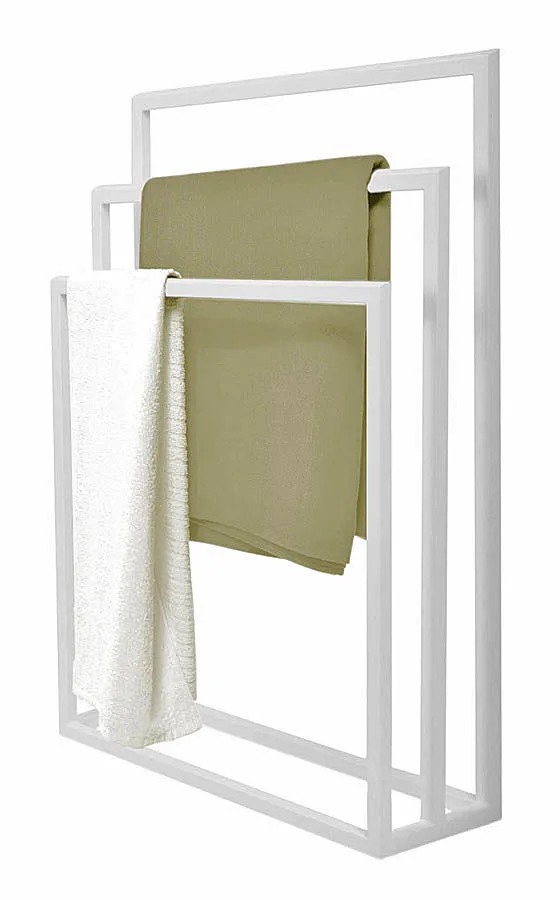 Biały potrójny wieszak stojący na ręczniki - Delios 4X
