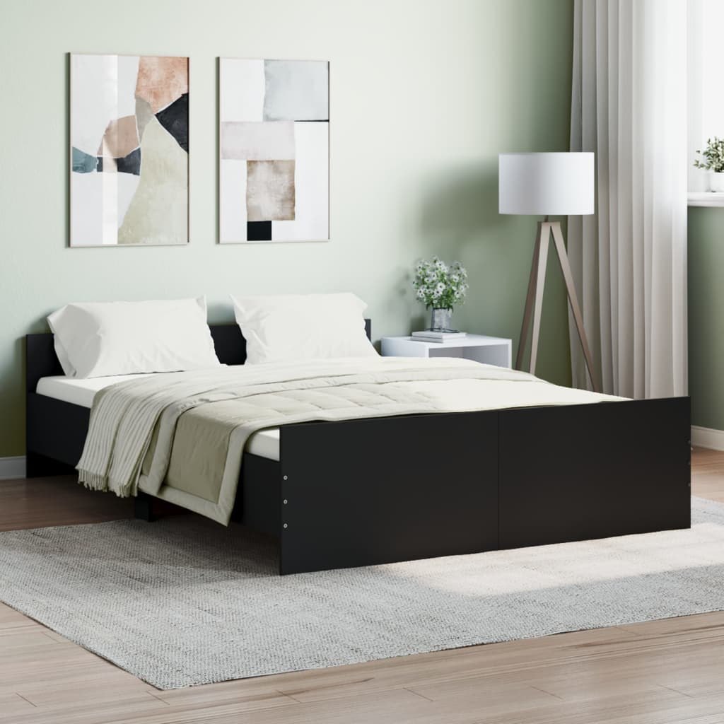 Rama łóżka z wezgłowiem i zanóżkiem, czarna, 135x190 cm Lumarko!