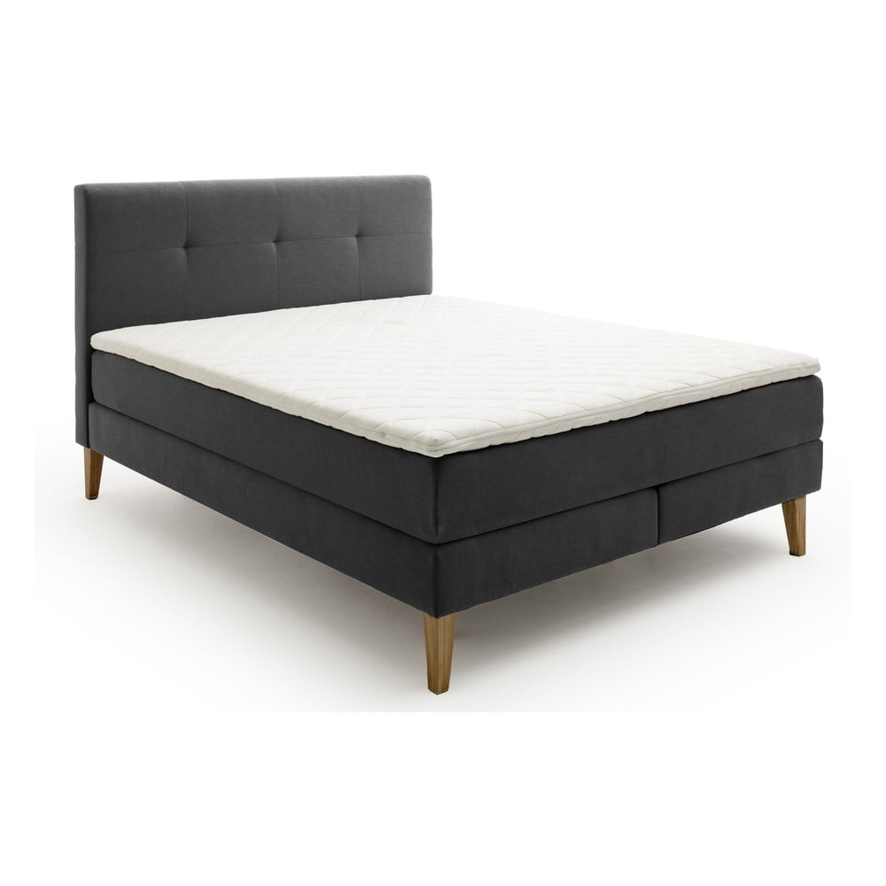 Antracytowe łóżko boxspring 180x200 cm Stockholm – Meise Möbel