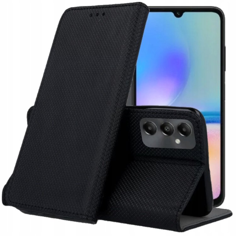 ETUI Z KLAPKĄ DO SAMSUNG GALAXY A05S CZARNE ZAMYKANE MAGNETYCZNE KABURA
