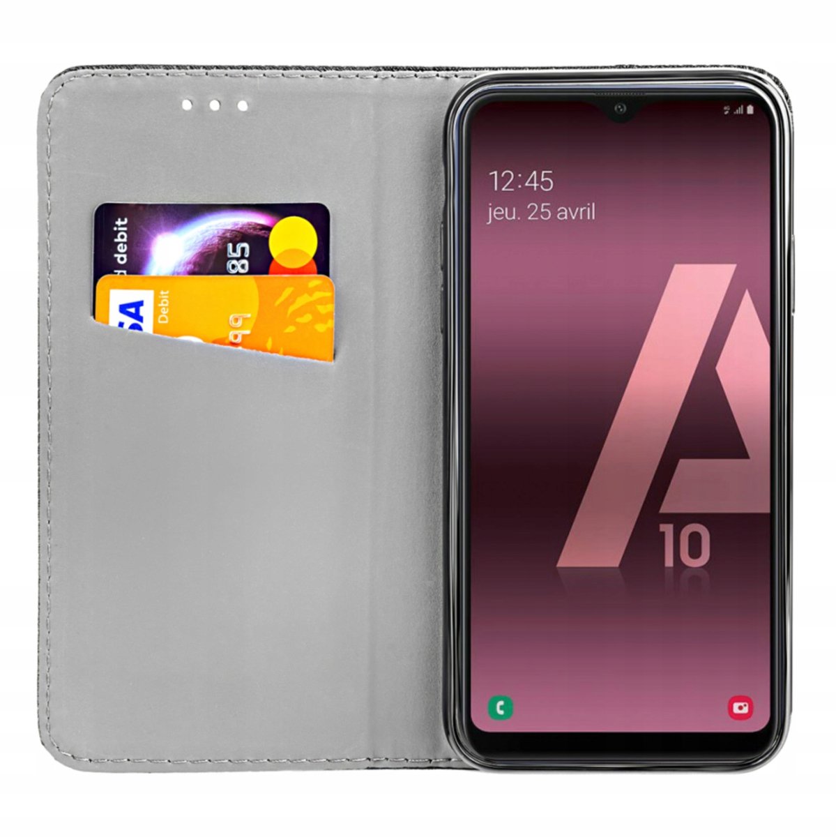 Etui Z Klapką Do Samsung Galaxy A10 Czarne Zamykane Magnetyczne Kabura Flip