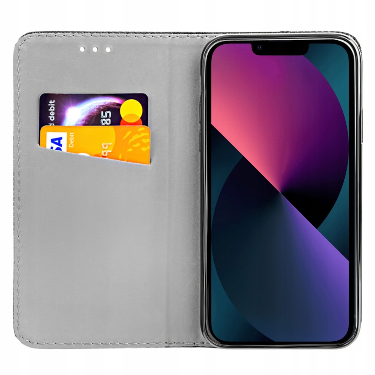 ETUI Z KLAPKĄ DO IPHONE 13 PRO MAX CZARNE ZAMYKANE MAGNETYCZNE KABURA FLIP
