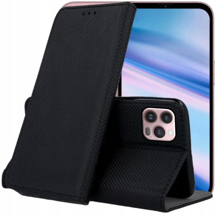 Etui Z Klapką Do Iphone 15 Pro Max Czarne Zamykane Magnetyczne Kabura Flip