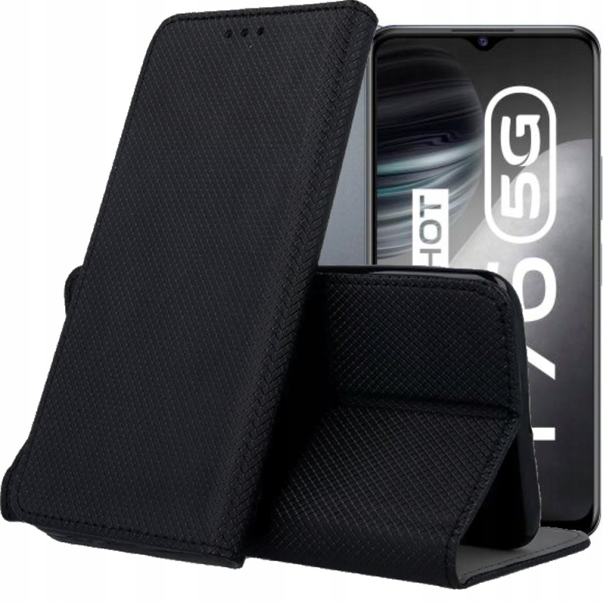 ETUI Z KLAPKĄ DO VIVO Y76 5G CZARNE ZAMYKANE MAGNETYCZNE KABURA FUTERAŁ