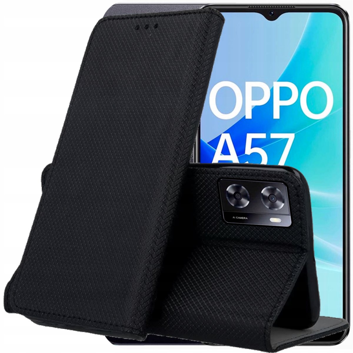 ETUI Z KLAPKĄ DO MOTOROLA MOTO G22 4G CZARNE ZAMYKANE MAGNETYCZNE KABURA