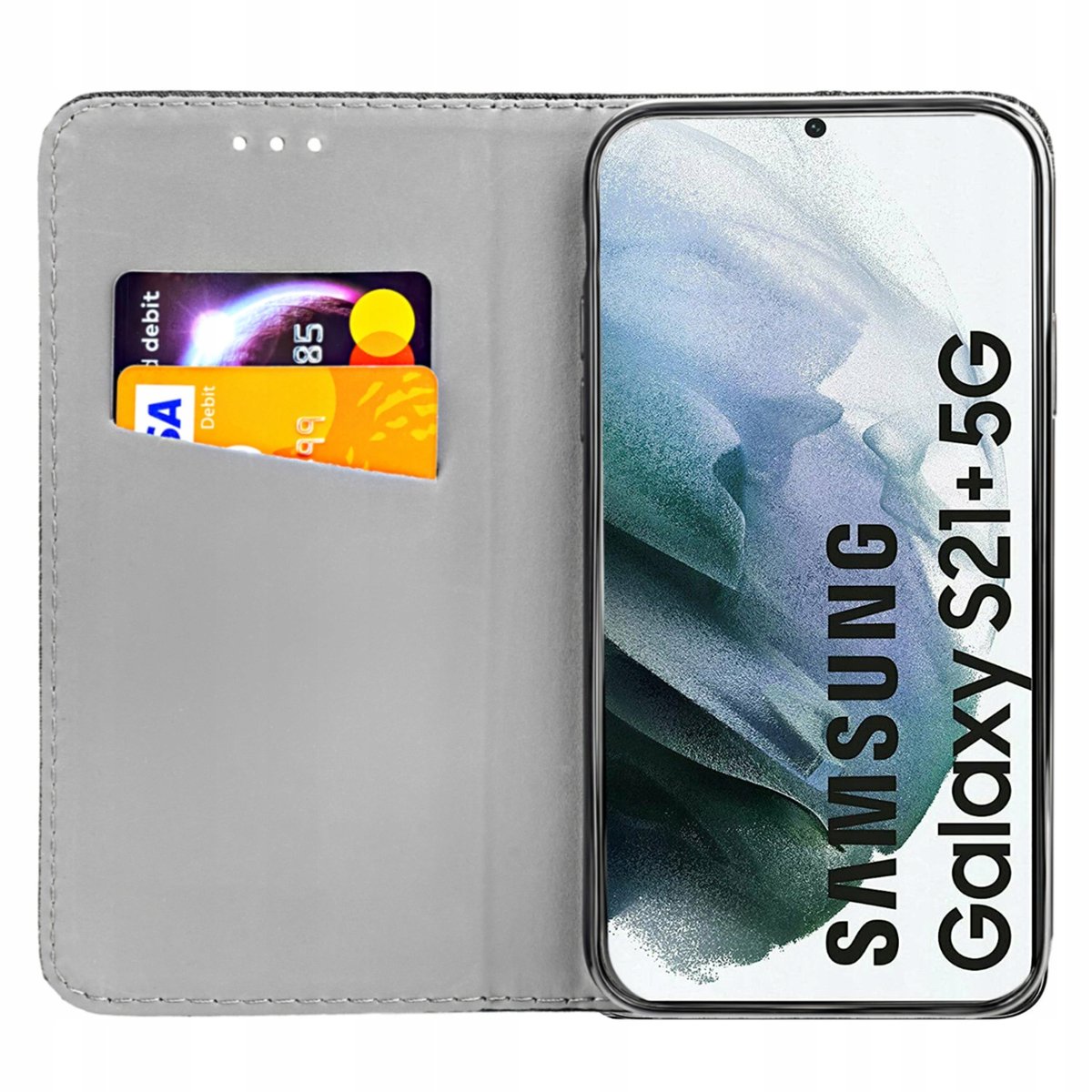 Etui Z Klapką Do Samsung Galaxy S21 Plus Czarne Zamykane Magnetyczne Kabura