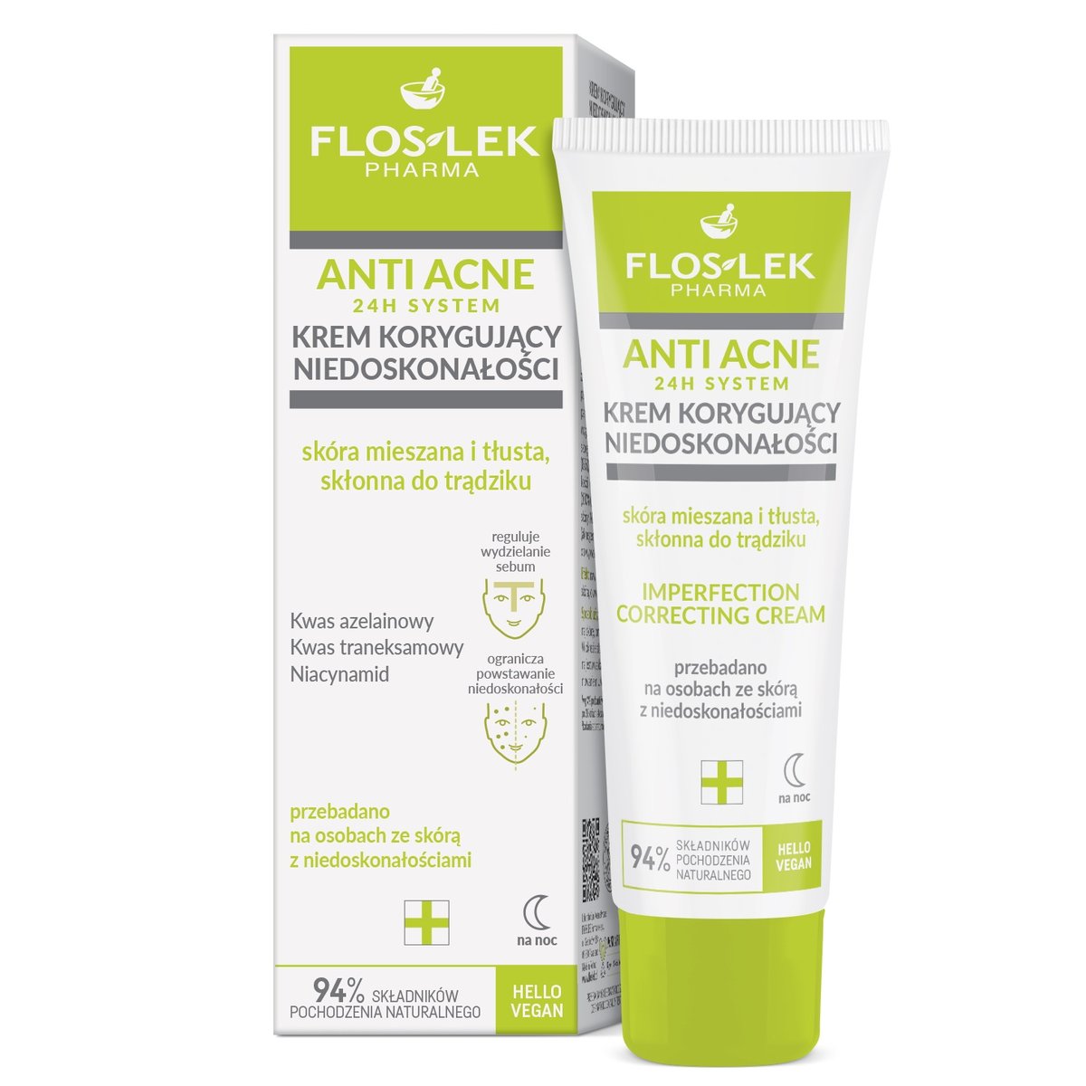 Floslek, Anti-Acne 24h System, Krem korygujący niedoskonałości, 50ml
