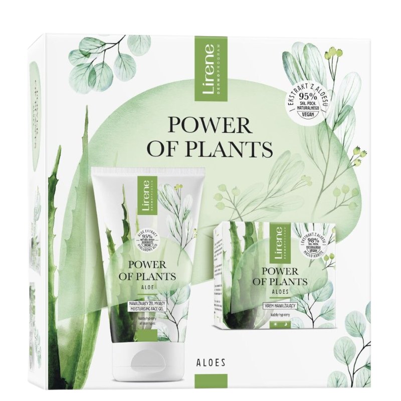 Lirene - Power of Plants Aloe - Zestaw prezentowy - Nawilżający żel myjący 150 ml + Krem nawilżający 50 ml