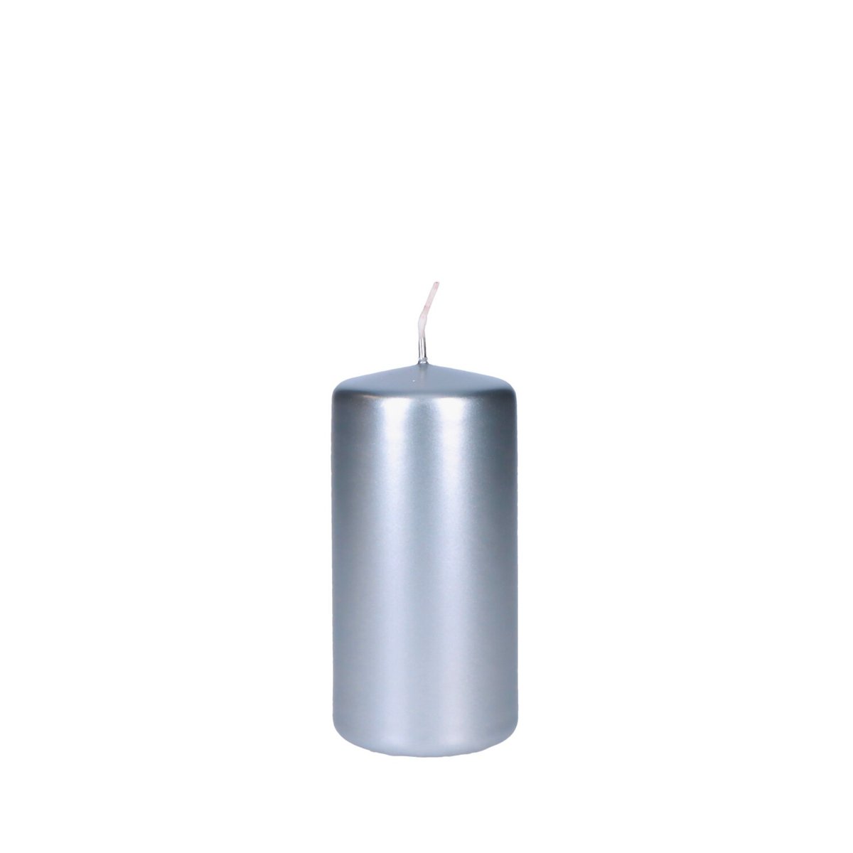 Srebrna świeca walec metaliczna świeczka srebro