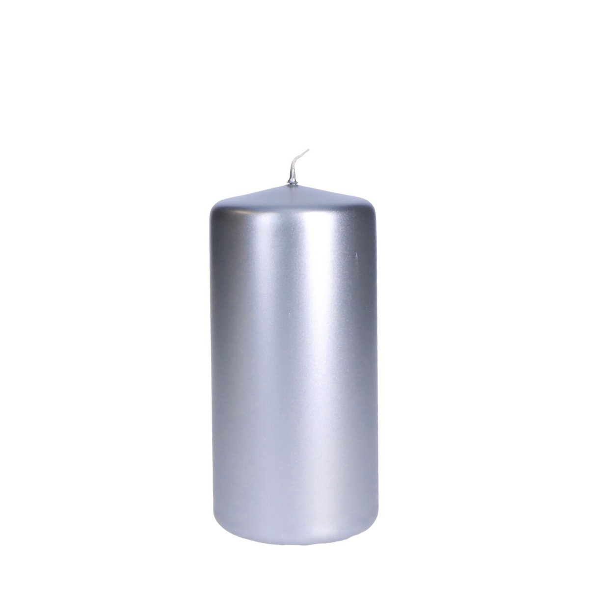 Świeca klasyczna walec metaliczna srebrna 150 x 70