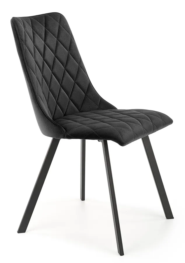 Czarne welurowe krzesło pikowane A3-W85