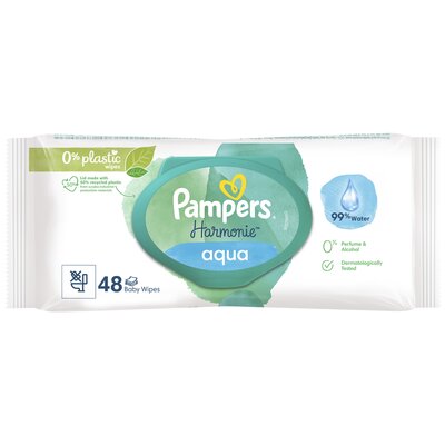 PAMPERS PROCTER & GAMBLE Harmonie Aqua chusteczki nawilżane x 48 szt 0% plastic