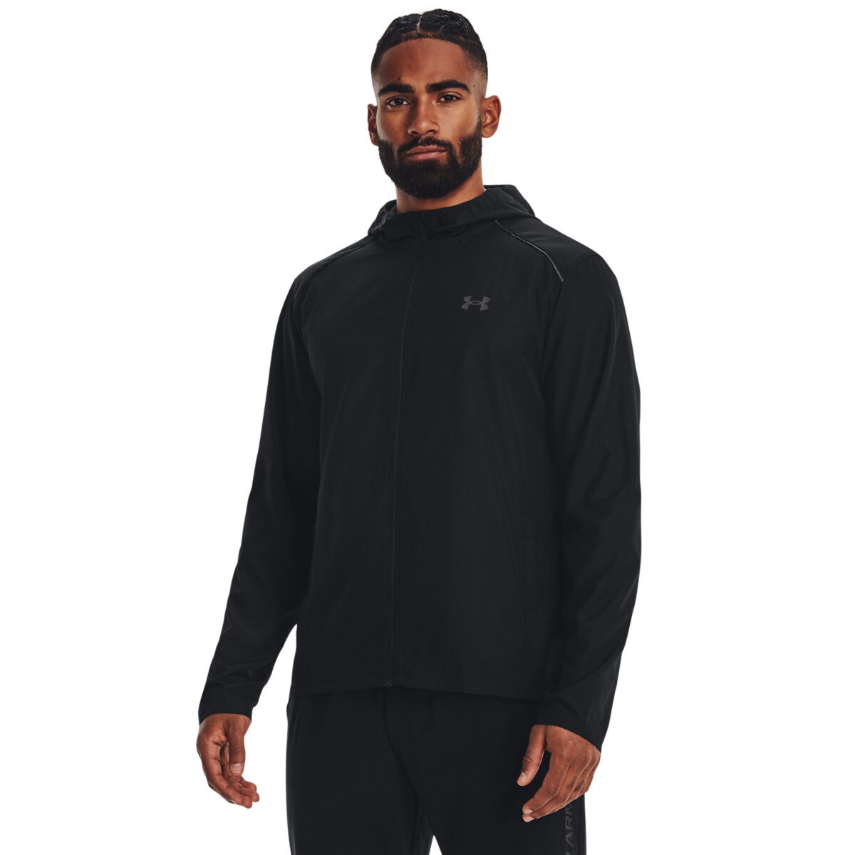 Męska kurtka do biegania Under Armour UA STORM RUN HOODED JACKET - czarna - UNDER ARMOUR
