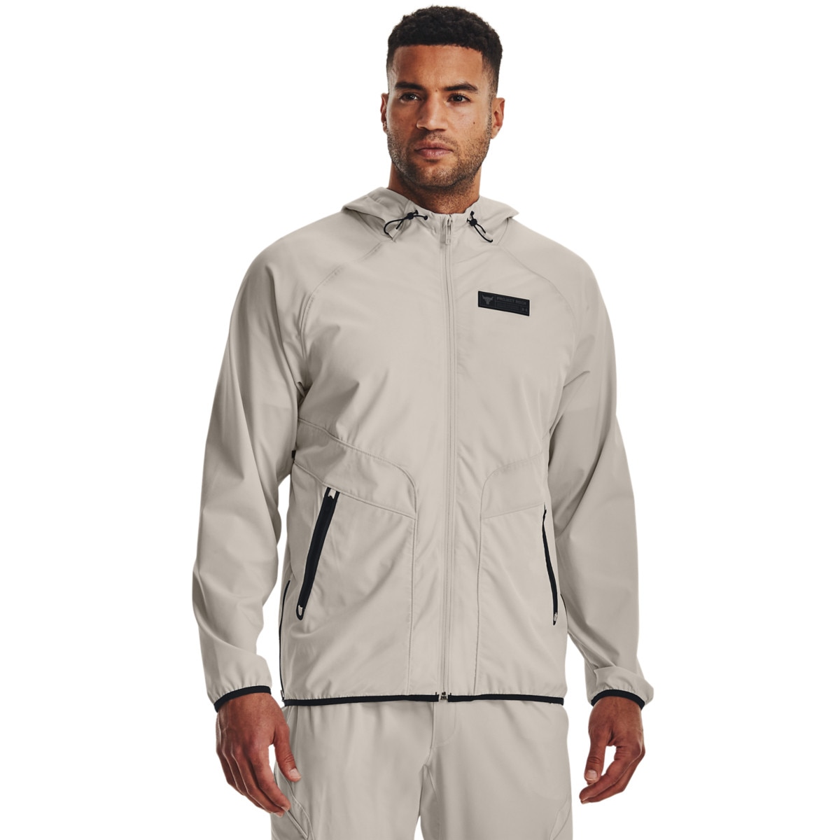 Męska kurtka treningowa UNDER ARMOUR Project Rock Unstoppable Jacket - beżowa