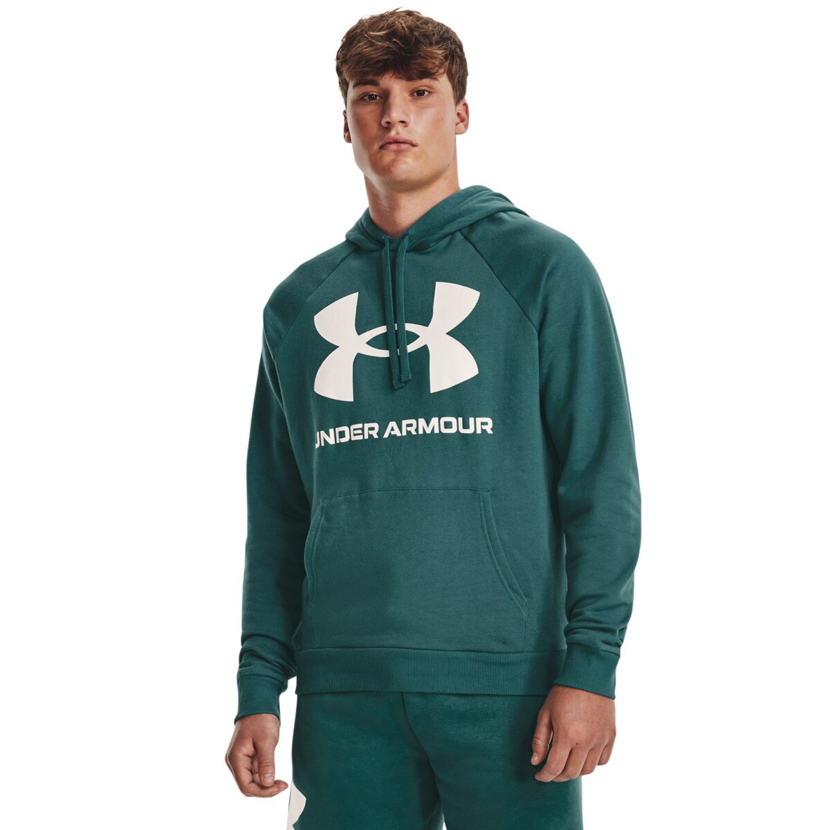 Męska bluza dresowa  nierozpinana z kapturem UNDER ARMOUR UA Rival Fleece Big Logo HD - zielona
