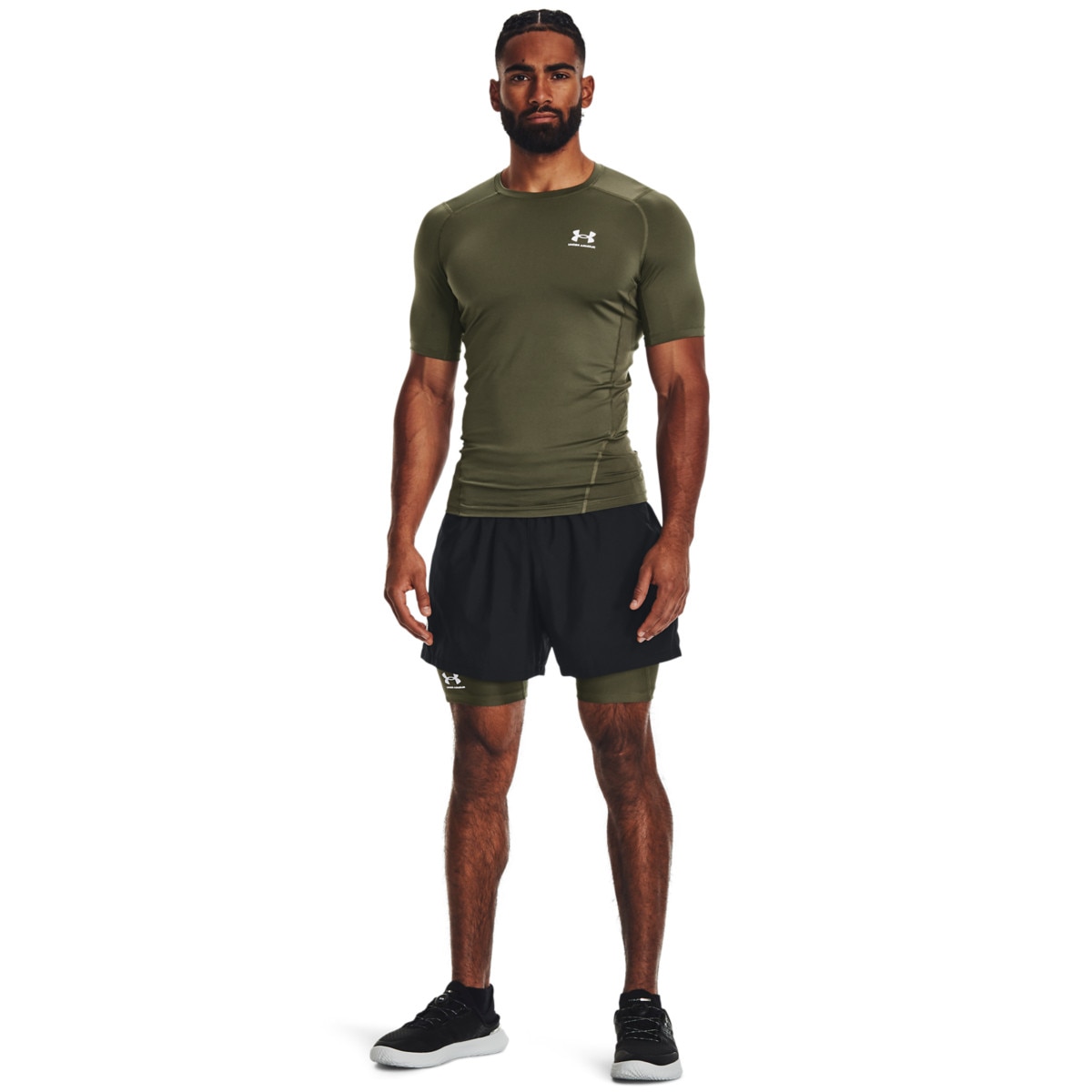 Męskie legginsy krótkie treningowe Under Armour UA HG Armour Shorts - khaki - UNDER ARMOUR