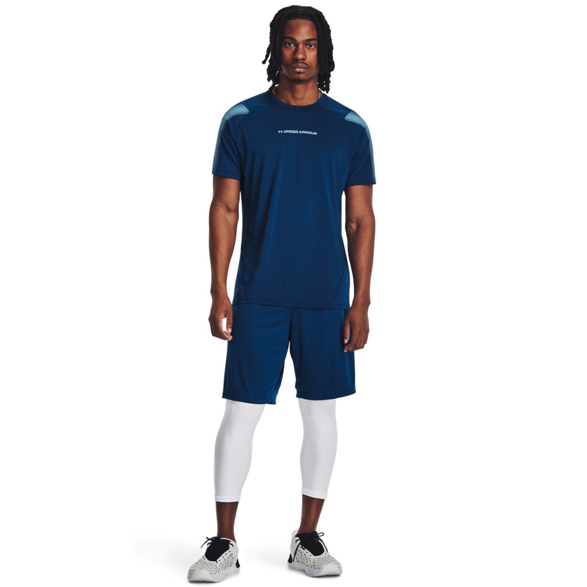 Męskie legginsy treningowe Under Armour UA Heat Gear Armour 3/4 Legging - białe - UNDER ARMOUR