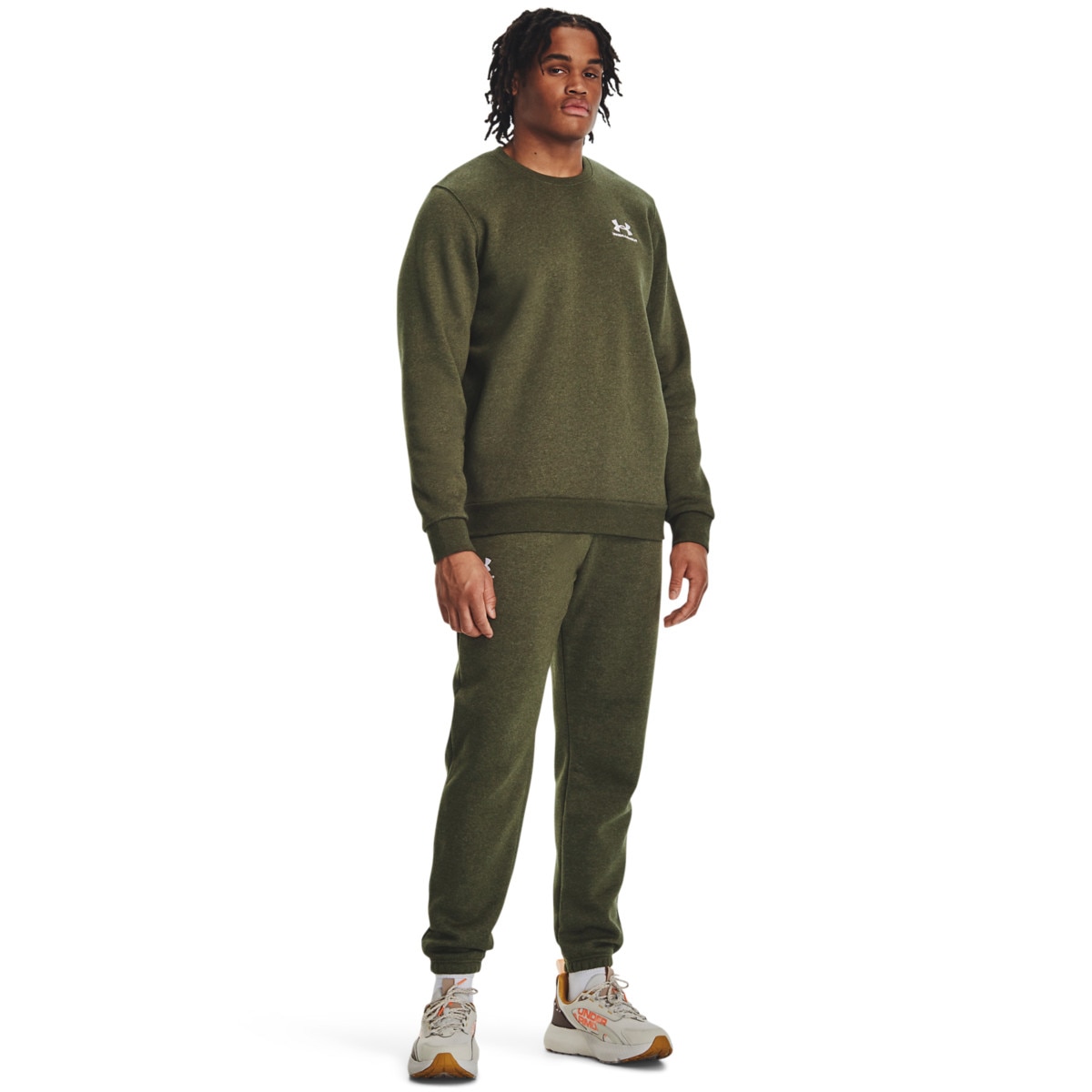 Męskie spodnie dresowe Under Armour UA Essential Fleece Jogger - khaki - UNDER ARMOUR