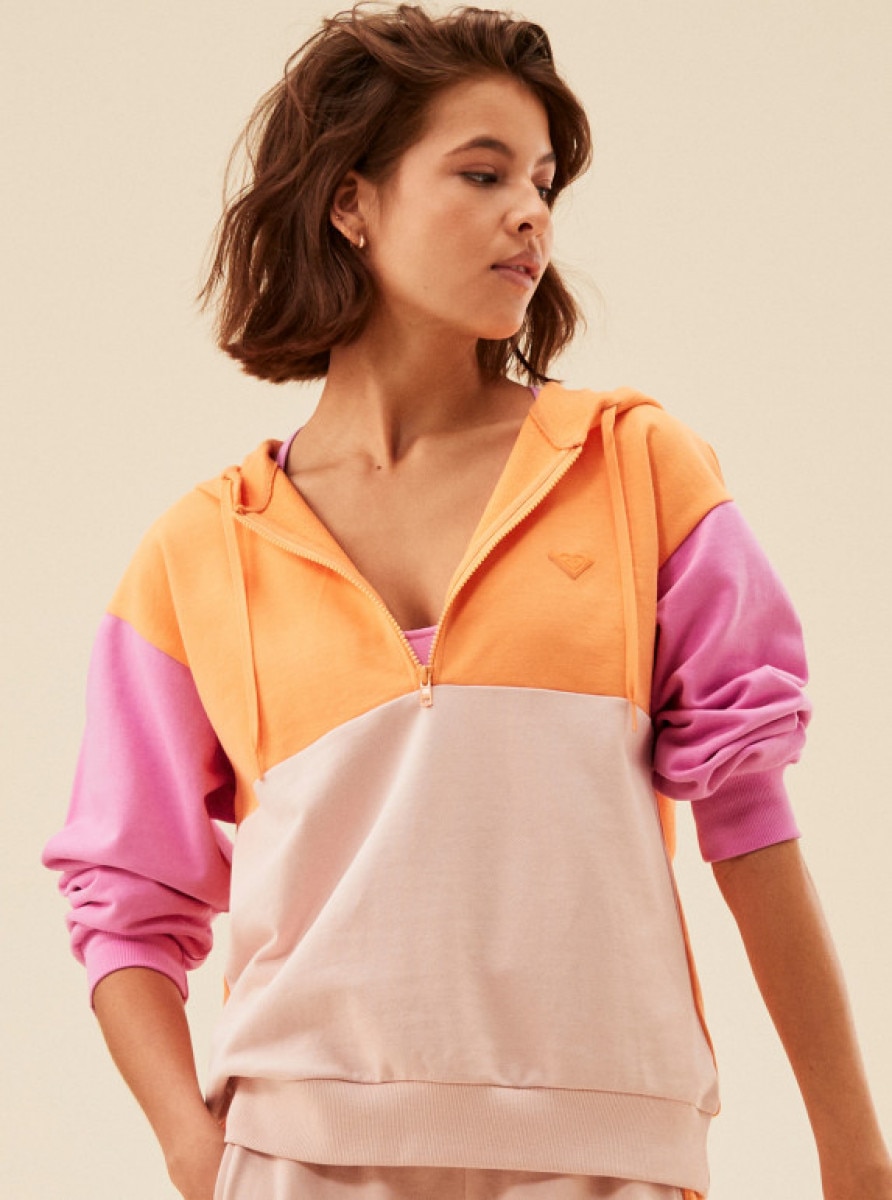 Damska bluza dresowa nierozpinana z kapturem Roxy Essential Energy Color Block - multikolor - ROXY