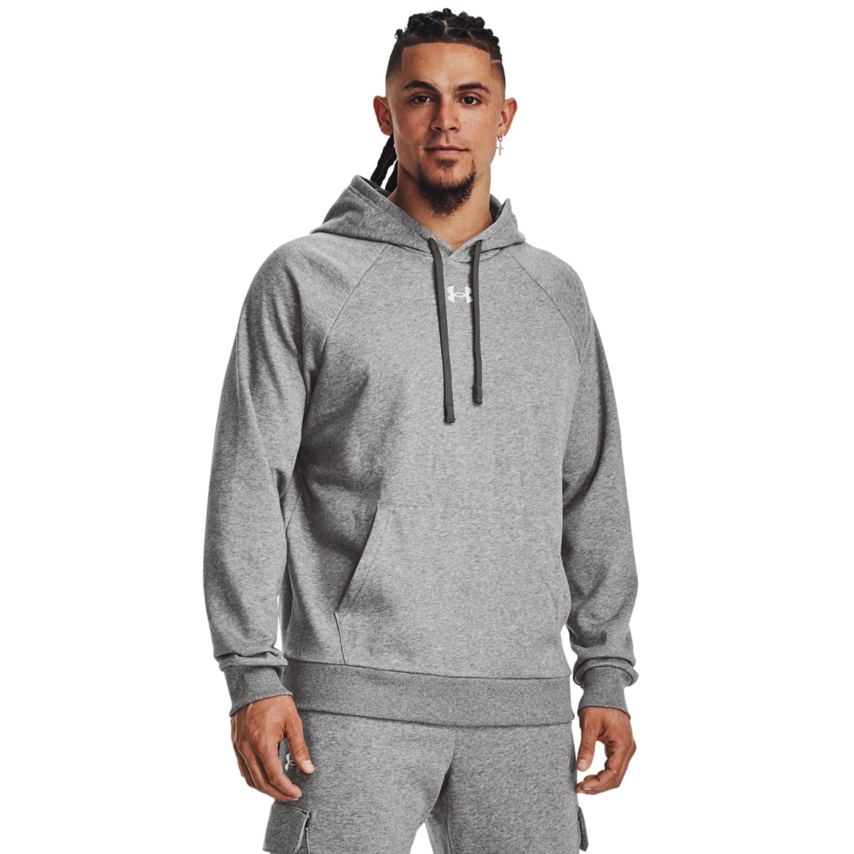 Męska bluza dresowa nierozpinana z kapturem Under Armour UA Rival Fleece Hoodie - szara - UNDER ARMOUR
