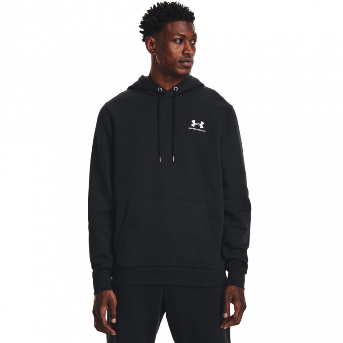 Męska bluza dresowa nierozpinana z kapturem Under Armour UA Essential Fleece Crew - czarna - UNDER ARMOUR