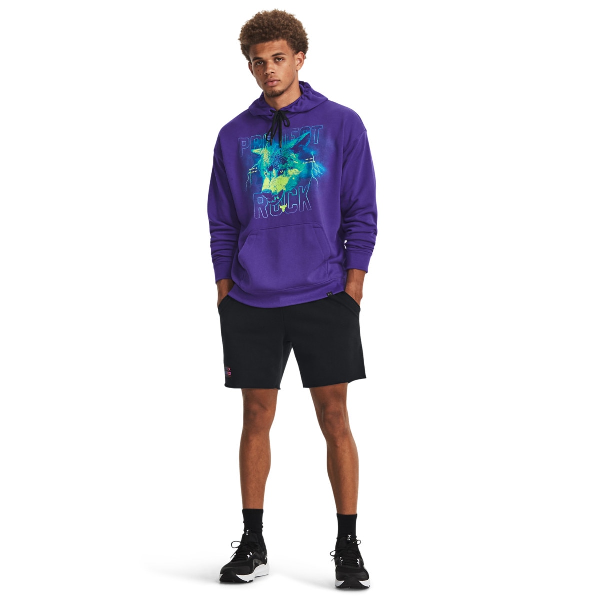 Męskie spodenki treningowe Under Armour Project Rock Hwt Terry Shorts - czarne - UNDER ARMOUR