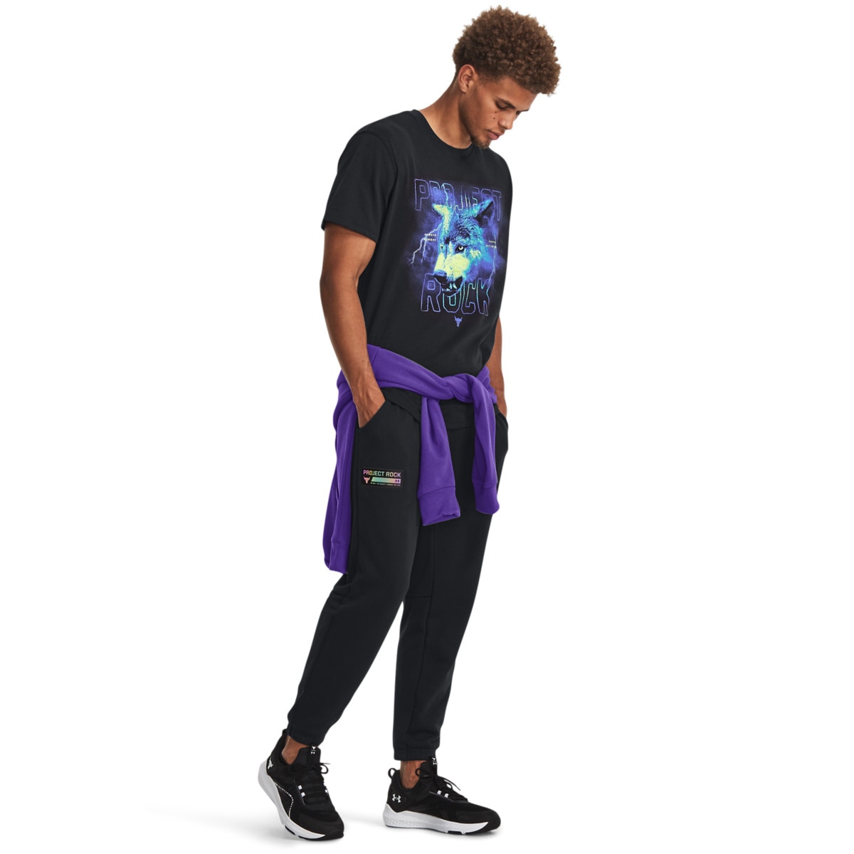 Męskie spodnie dresowe Under Armour Project Rock Hwt Terry Pant - czarne - UNDER ARMOUR