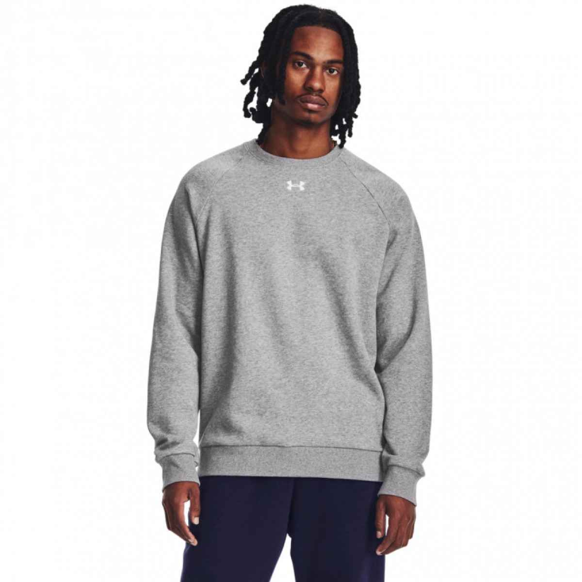 Męska bluza dresowa nierozpinana bez kaptura Under Armour UA Rival Fleece Crew - szara - UNDER ARMOUR