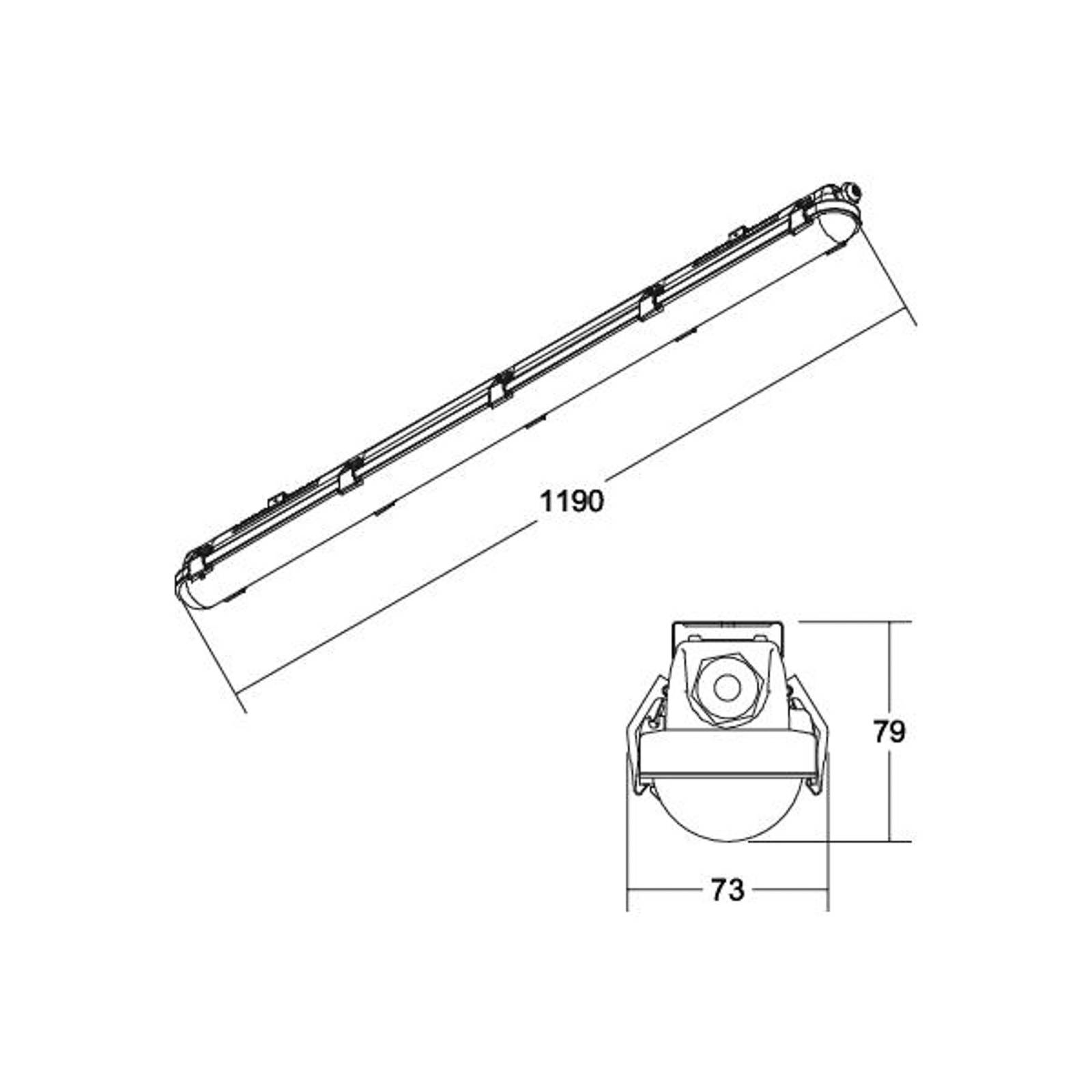 BRUMBERG Humid One lampa korytkowa oświetlenie awaryjne 119cm