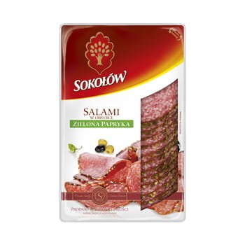 Salami zielona papryka plastry 100 g Salami z Dębicy