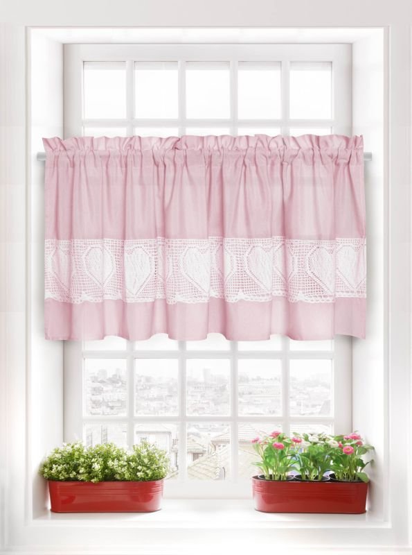 Pudrowa Zazdrostka Firana do Kuchni 30x150 LACE