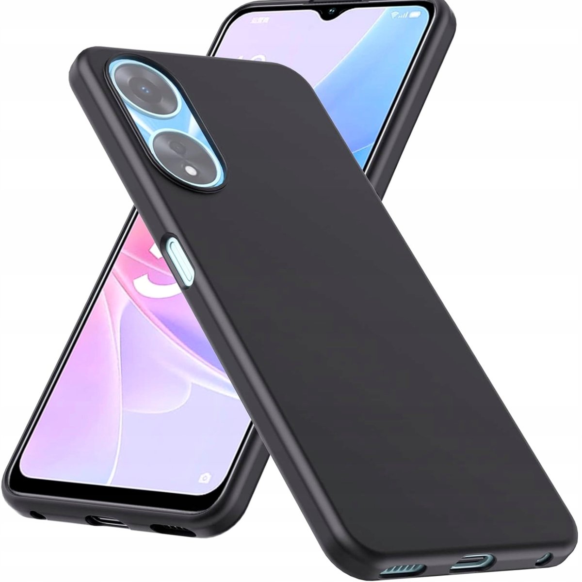 Etui Do Oppo A78 5G / A58 5G Gumowe Obudowa Czarne Matowe Silikon Pokrowiec