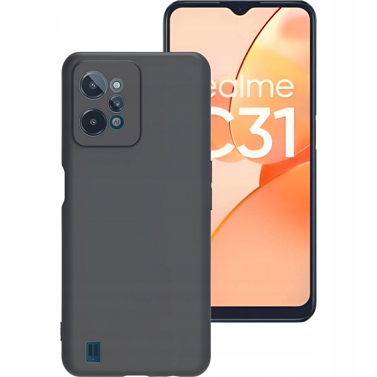 ETUI DO REALME C31 GUMOWE OBUDOWA CZARNE MATOWE SILIKON POKROWIEC SLIM CASE