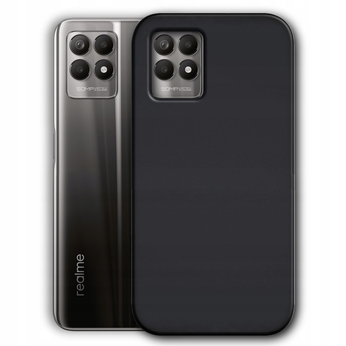 Etui Do Realme 8I Gumowe Obudowa Czarne Matowe Silikon Pokrowiec Slim Cover
