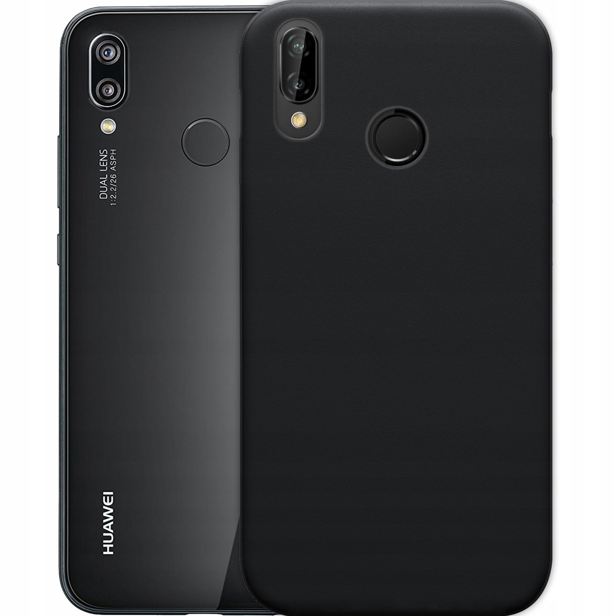 Etui Do Huawei P20 Lite Gumowe Obudowa Czarne Matowe Silikon Pokrowiec Slim