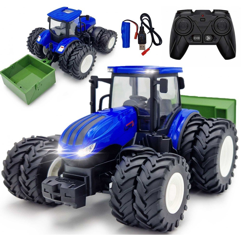 ZDALNIE STEROWANY TRAKTOR CIĄGNIK ZE SKRZYNIĄ RC NA PILOTA ŚWIATŁA LED BL