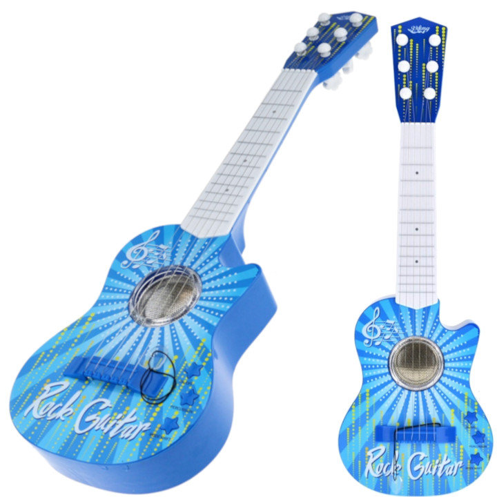 Gitara Elektryczna Rockowa Dla Dzieci 6 Metalowych Strun Kostka Melodie
