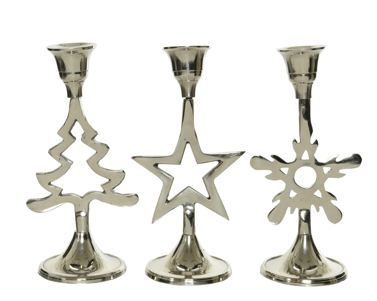 Świecznik aluminiowy z brokatem na święta 16cm