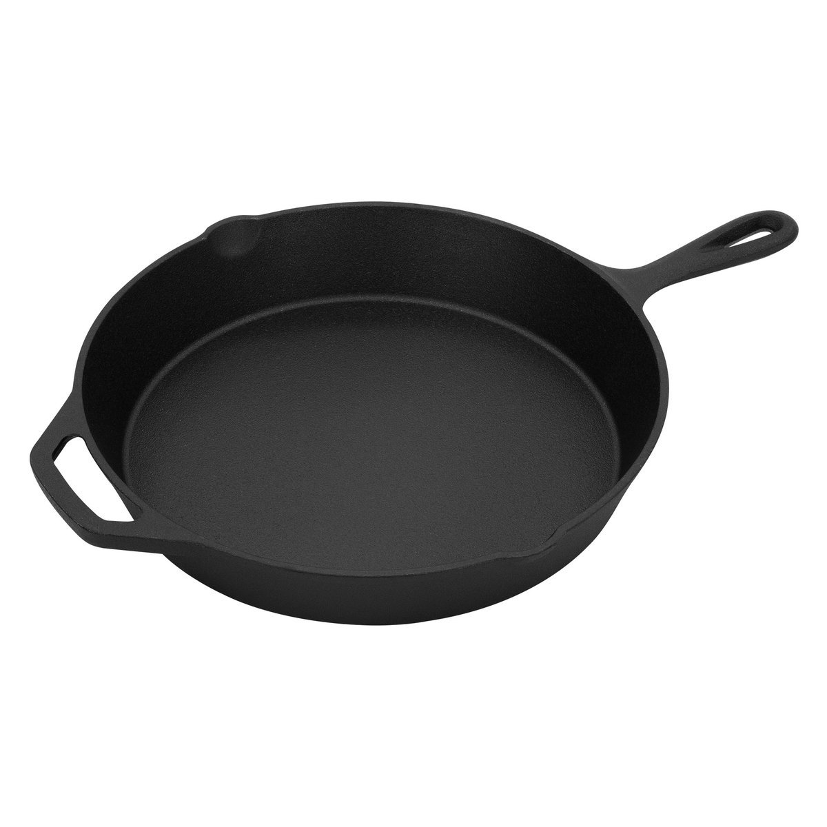 Patelnia żeliwna z podwójnym uchwytem i wylewką do użytku na kempingu i na zewnątrz Ø31 cm Czarny BBQ#BOSS