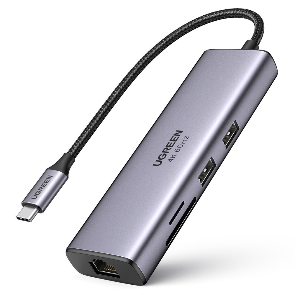 Ugreen Hub 7W1 Cm512 Usb-C / 2X Usb-A 3.2 / Hdmi 4K / Czytnik Sd Tf / Usb-C Pd 100W / Rj45