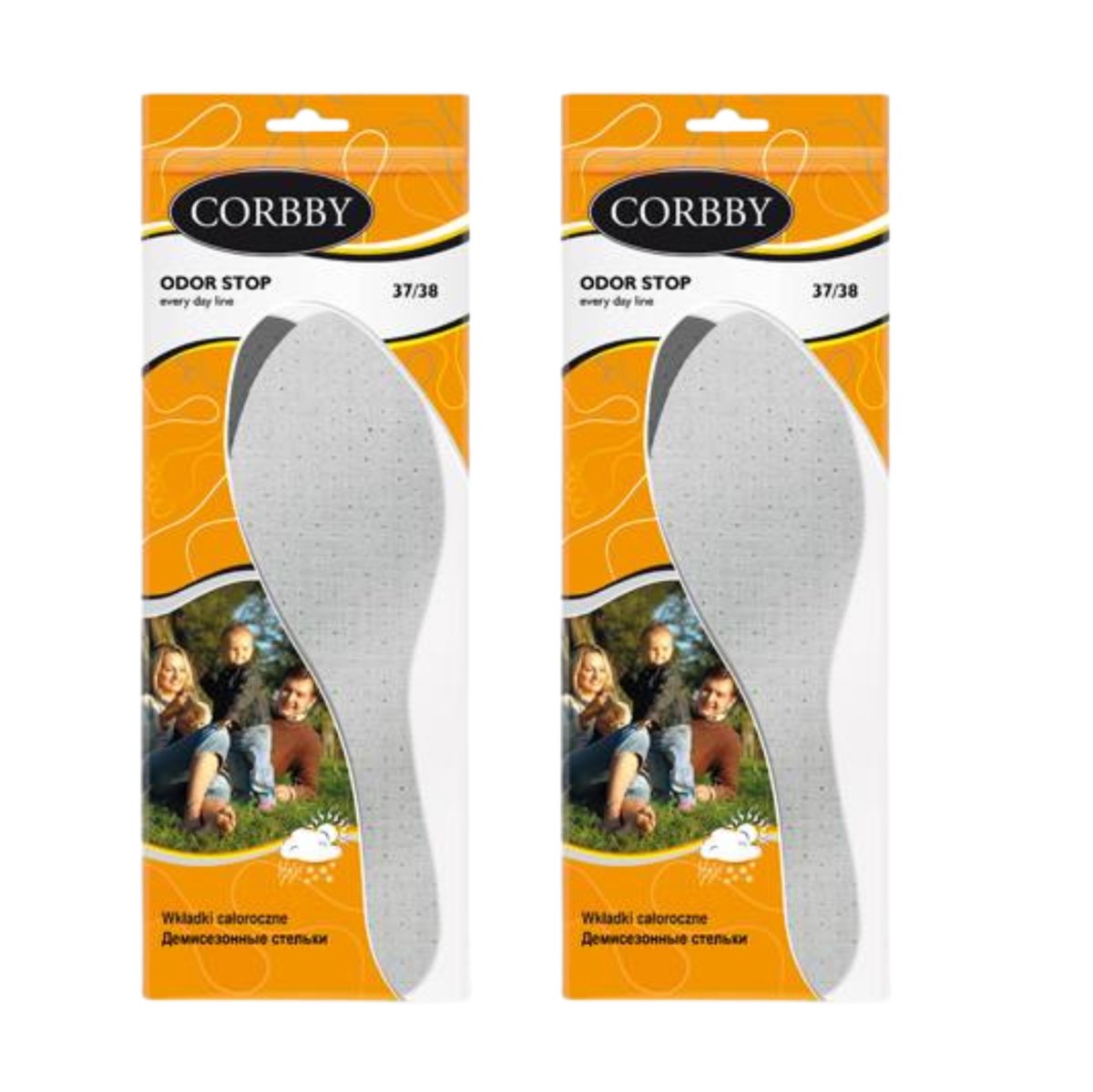 2x Corbby Wkładki do Butów Odor Stop Białe z Węglem Aktywnym