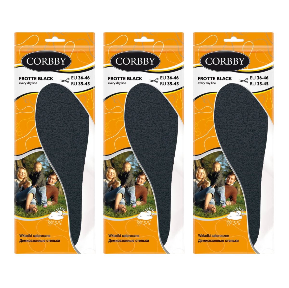 3x Wkładki do Butów Fortte Black Active Carbon 1204C