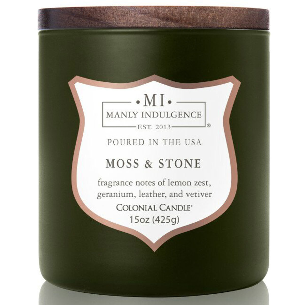 Sojowa świeca zapachowa drewniany knot Colonial Candle 425 g - Mech Moss & Stone