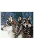 Diamentowa mozaika wilki dwa w zimowym lesie NO-1008528