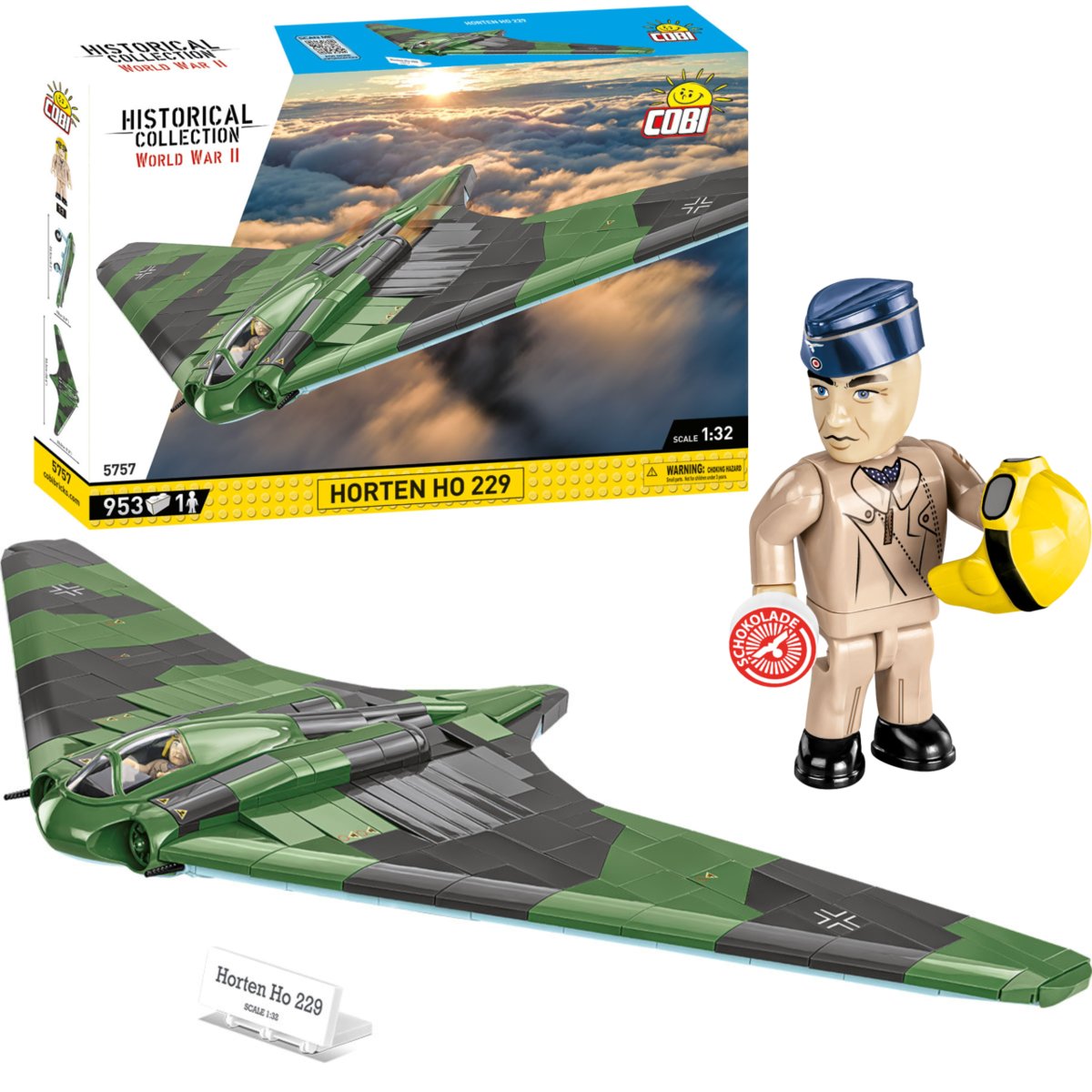 COBI 5757 SAMOLOT HORTEN HO 229 GOTHA GO FIGURKA PILOTA 953 El.