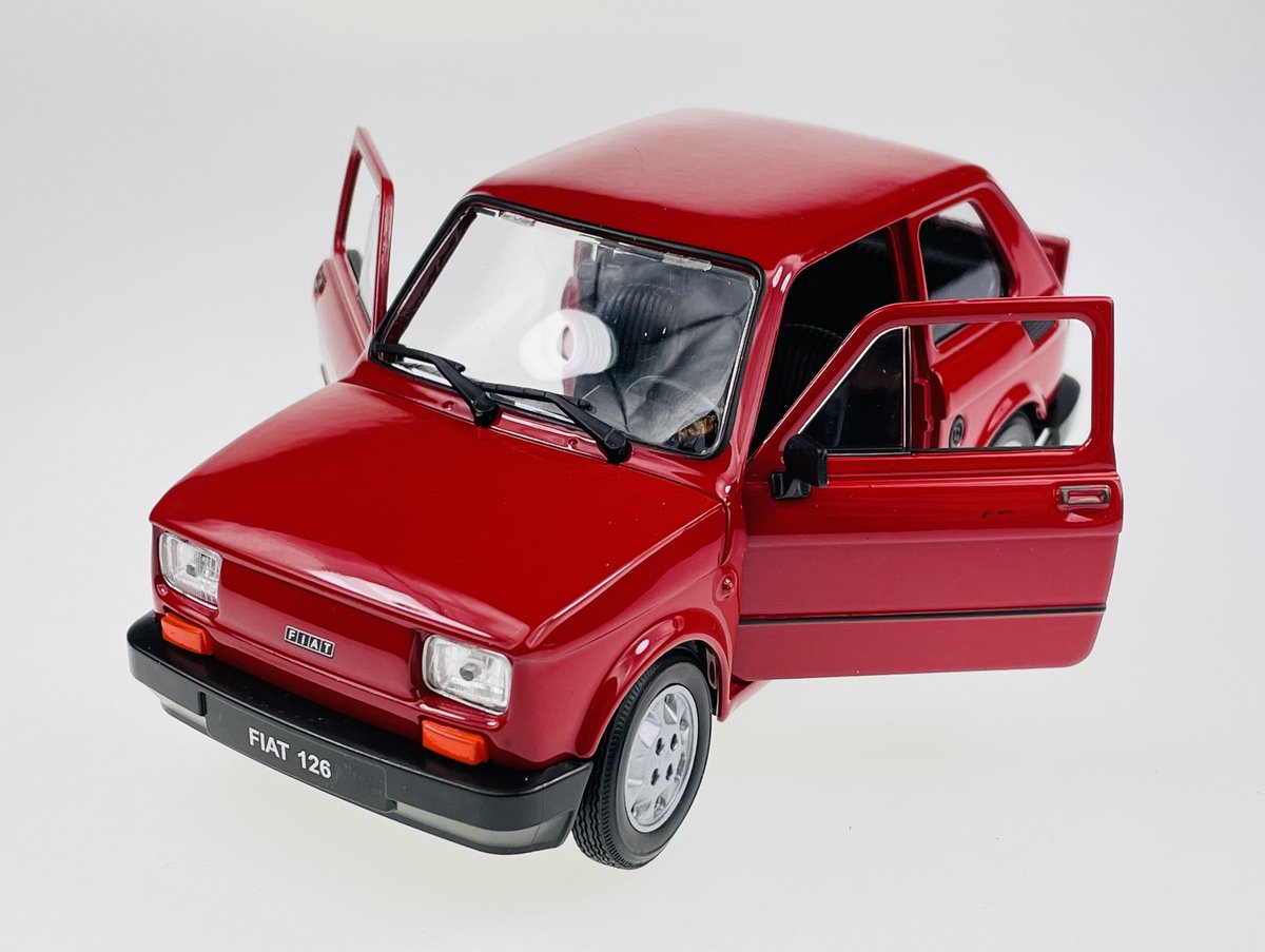 Welly Fiat 126P Ciemno Czerwony 1:21 Samochód Nowy Metalowy Model