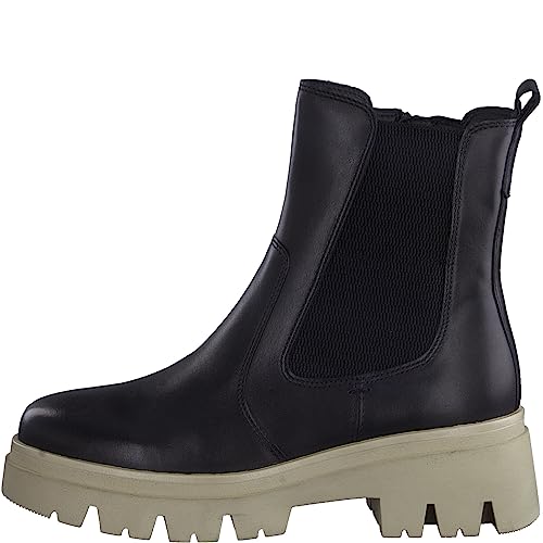 Tamaris Comfort Damskie buty 8-85415-41, skórzane, Comfort Fit, wymienna wkładka, buty wsuwane, buty na co dzień, kozaki Chelsea, Czarna papka, 39 EU Weit