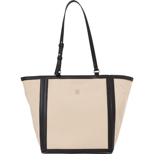 Tommy Hilfiger Damska torba na ramię Essential S Tote Cb, beżowa, jeden rozmiar, Biała glinka/czarna, Jeden rozmiar, TH ESSENTIAL S TOTE CB