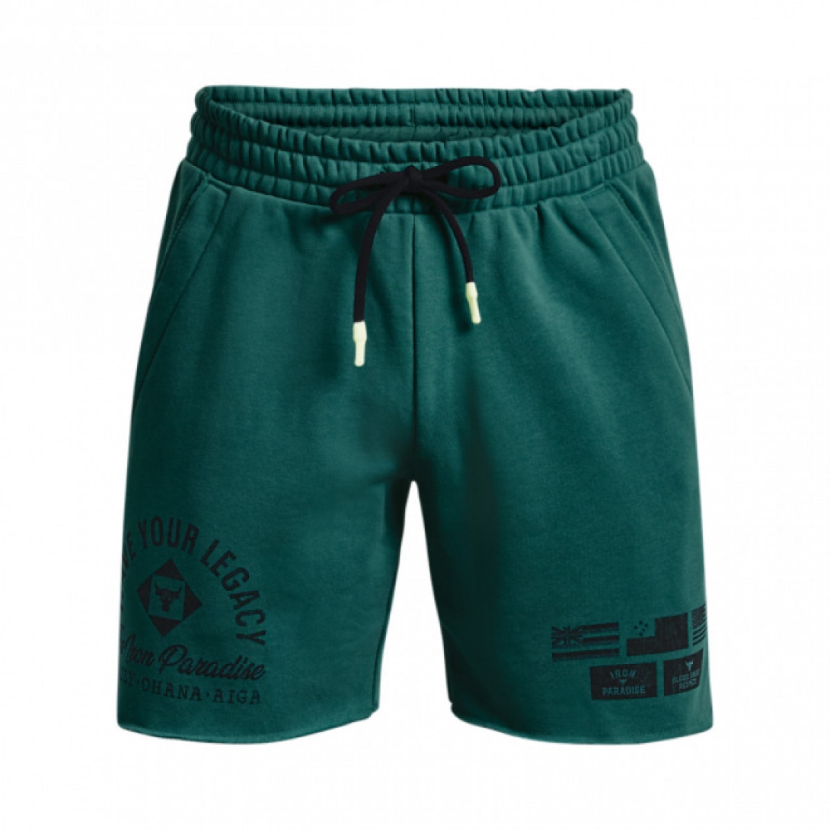 Męskie spodenki treningowe Under Armour Project Rock HW Terry Sts Fam - zielone - UNDER ARMOUR