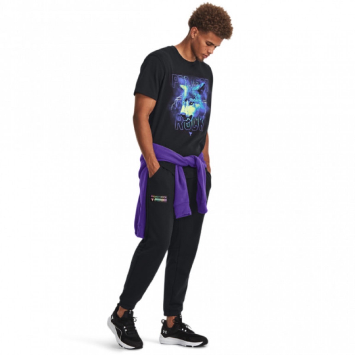Męskie spodnie dresowe Under Armour Project Rock Hwt Terry Pant - czarne - UNDER ARMOUR